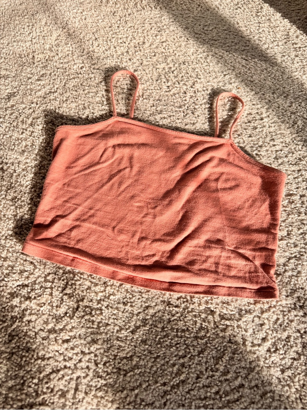 Women's Salmon Cropped Cami Tank Top - Sleeveless Spaghetti Strap